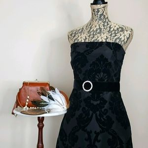 Vintage Melly M Velvet Damask Strapless Dress 10